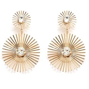Diamond Sunburst Drop Earrings in Gold
